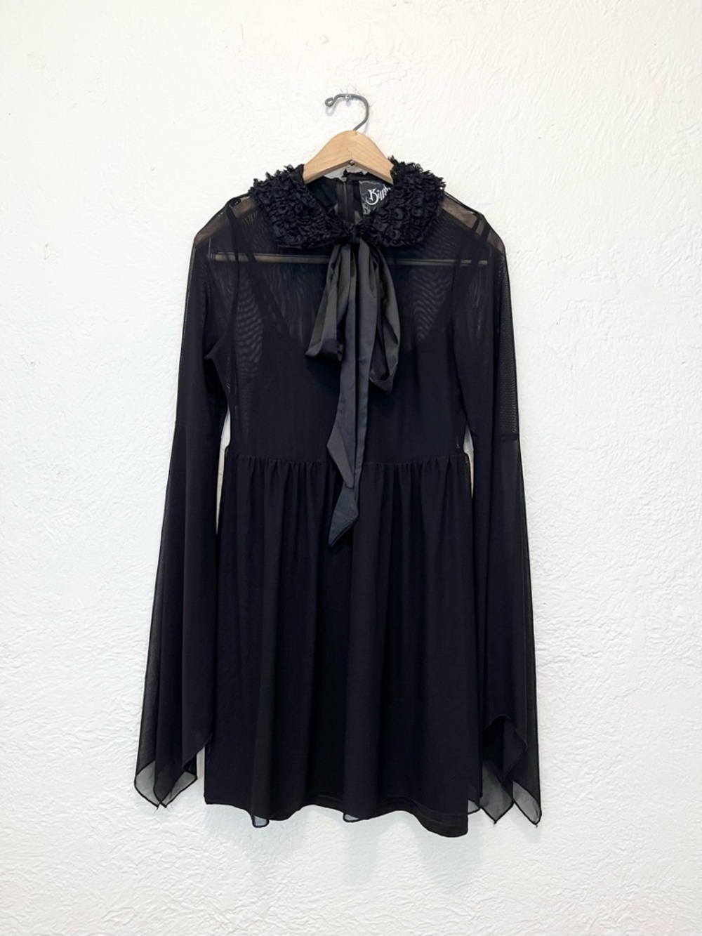 Killstar Dress Babydoll Mesh Bell Sleeve Ruffle Collar Goth Witchy Medium M - Picture 9 of 13